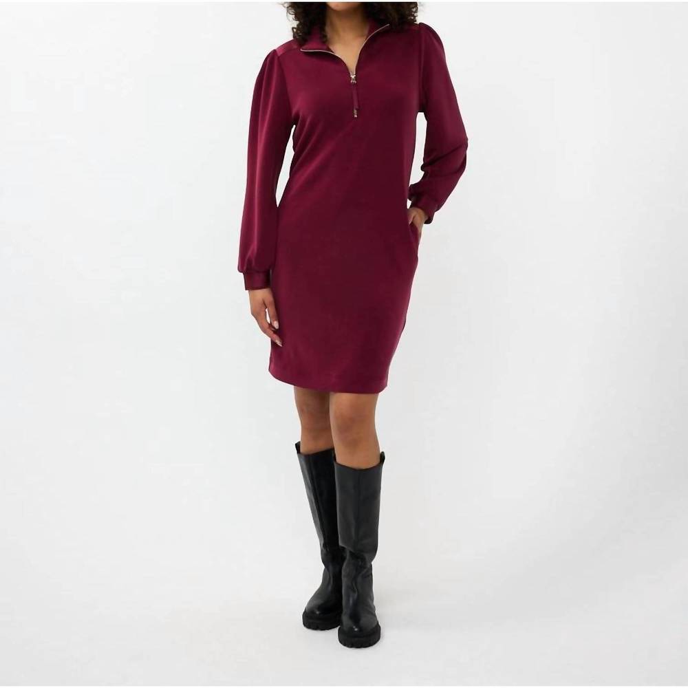 NEW ESQUALO zip modal dress in wine red